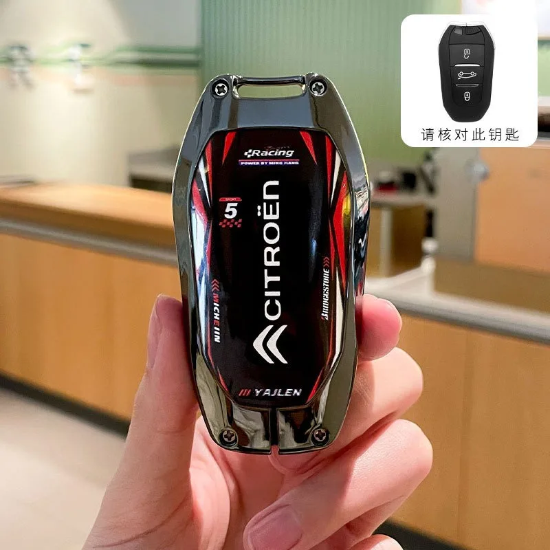 Neue Zink-legierung Leder Auto Fernbedienung Schlüssel Fall Abdeckung Shell Schlüsselbund Für Citroen C1 C2 C4 C6 C3-XR Picasso Grand DS3 DS5 Zubehör