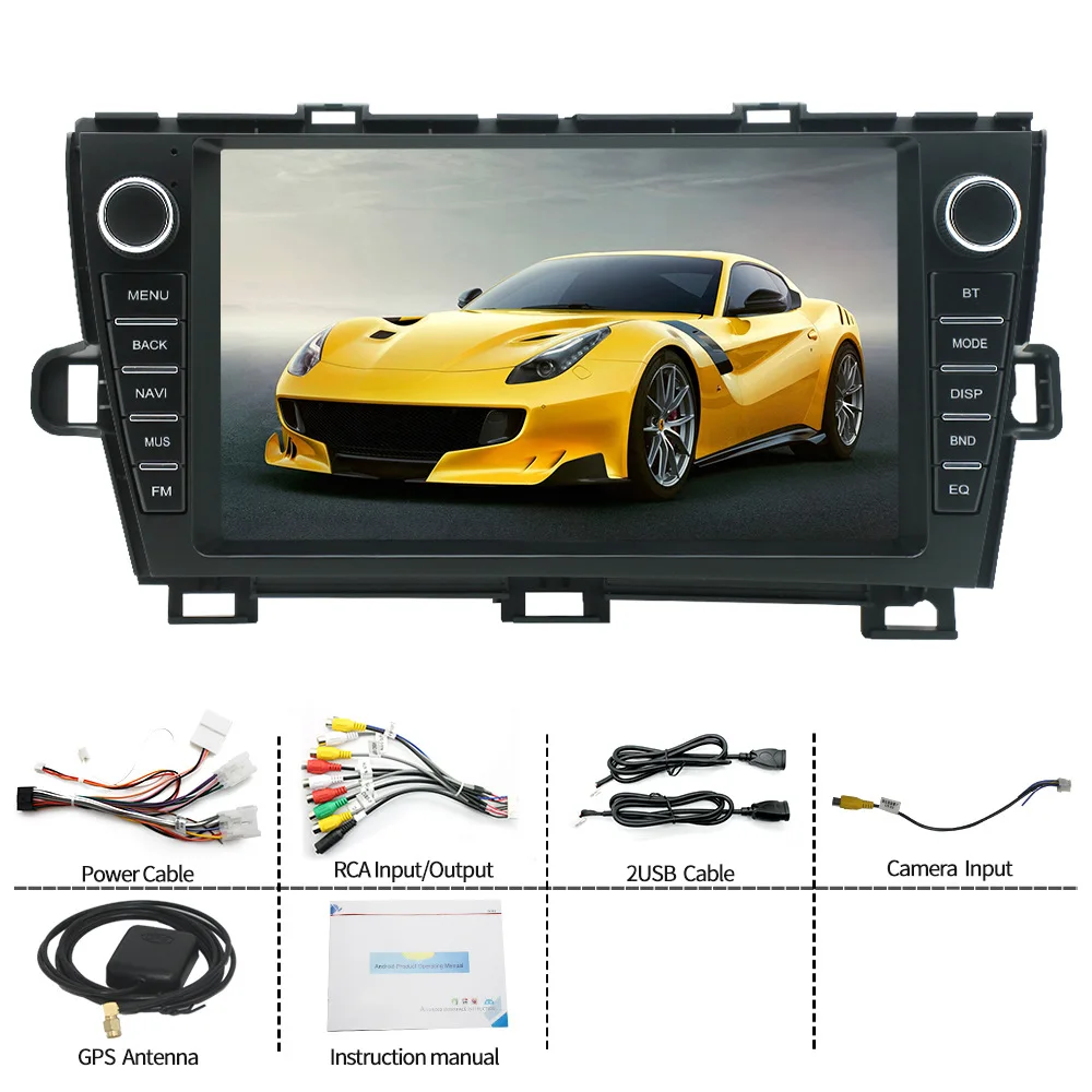 Sistema multimedia estéreo para coche, navegador con pantalla Android de 9 pulgadas, vista trasera, para Prius 2009-2012