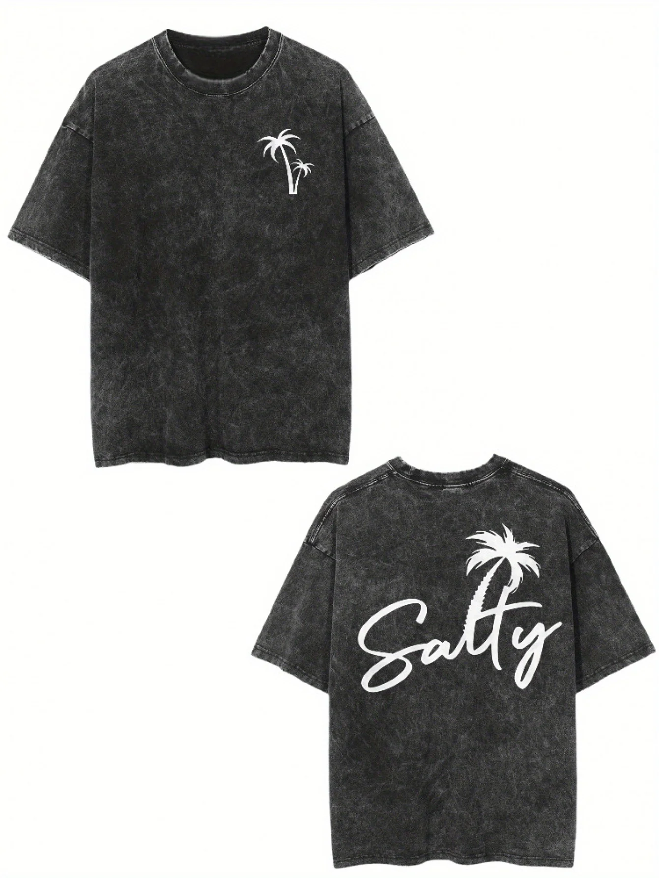 

Men'S Y2K Retro Graphic T-Shirt "Sally"Coconut Tree Design Black Casual Crew Neck Tee Loose Fit All-Season Comfort Vintage Style