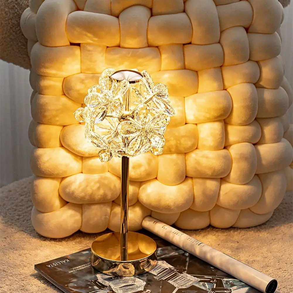 

Crystal Lamp Shade Crystal Table Lamp Dimmable 3 Color Lights Decoration Desk Light Soft Lights Romantic Indoor Lighting Home