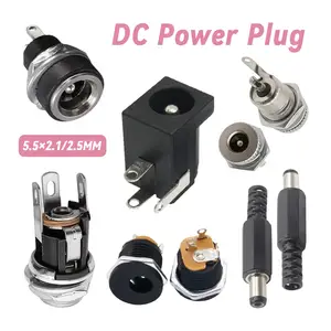 Bilashmart 10Pairs 3Pin DC Power Supply Socket Panel Mount Plug 5.5X2.1/2.5mm DIY Male Plug DC Power Jack Solder Connector
