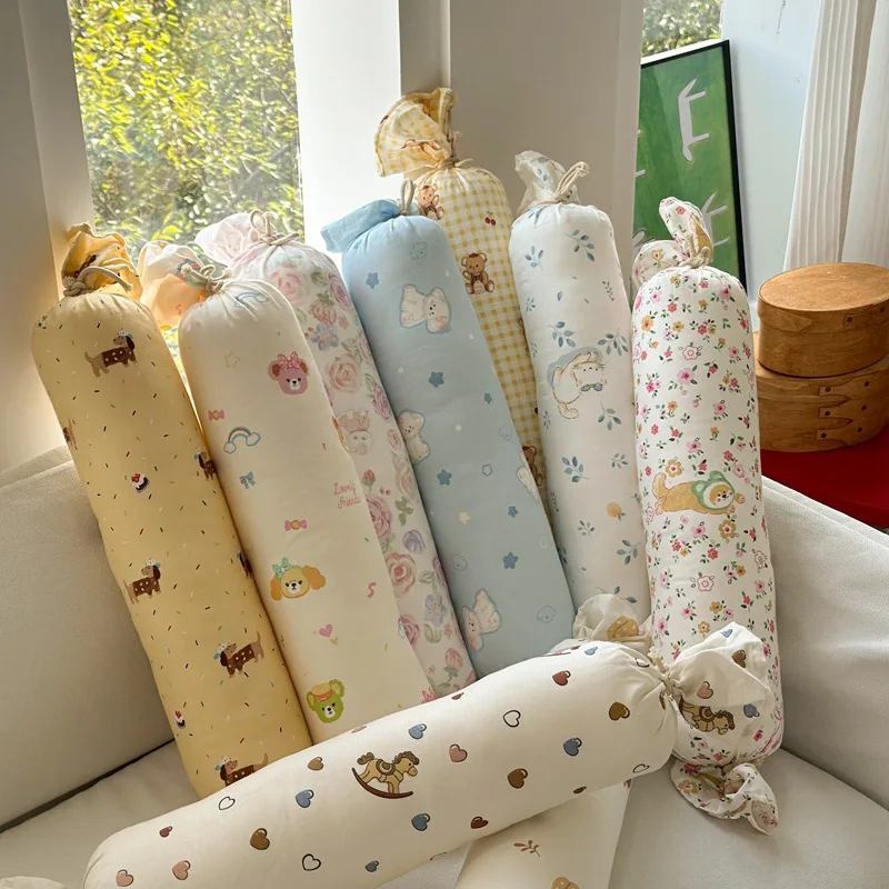 

Organic Cotton Double Layer Gauze Candy Pillow Cylinder Pillow Kids Safety Bumper Cushion Home Decor Pillow for Nursery Bedroom