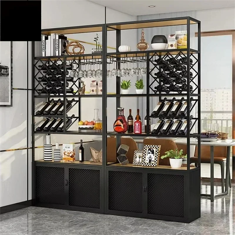 Modern Custom Wooden Luxury Glass Wine Cabinets Wine Rack Commercial Bar Storage Display