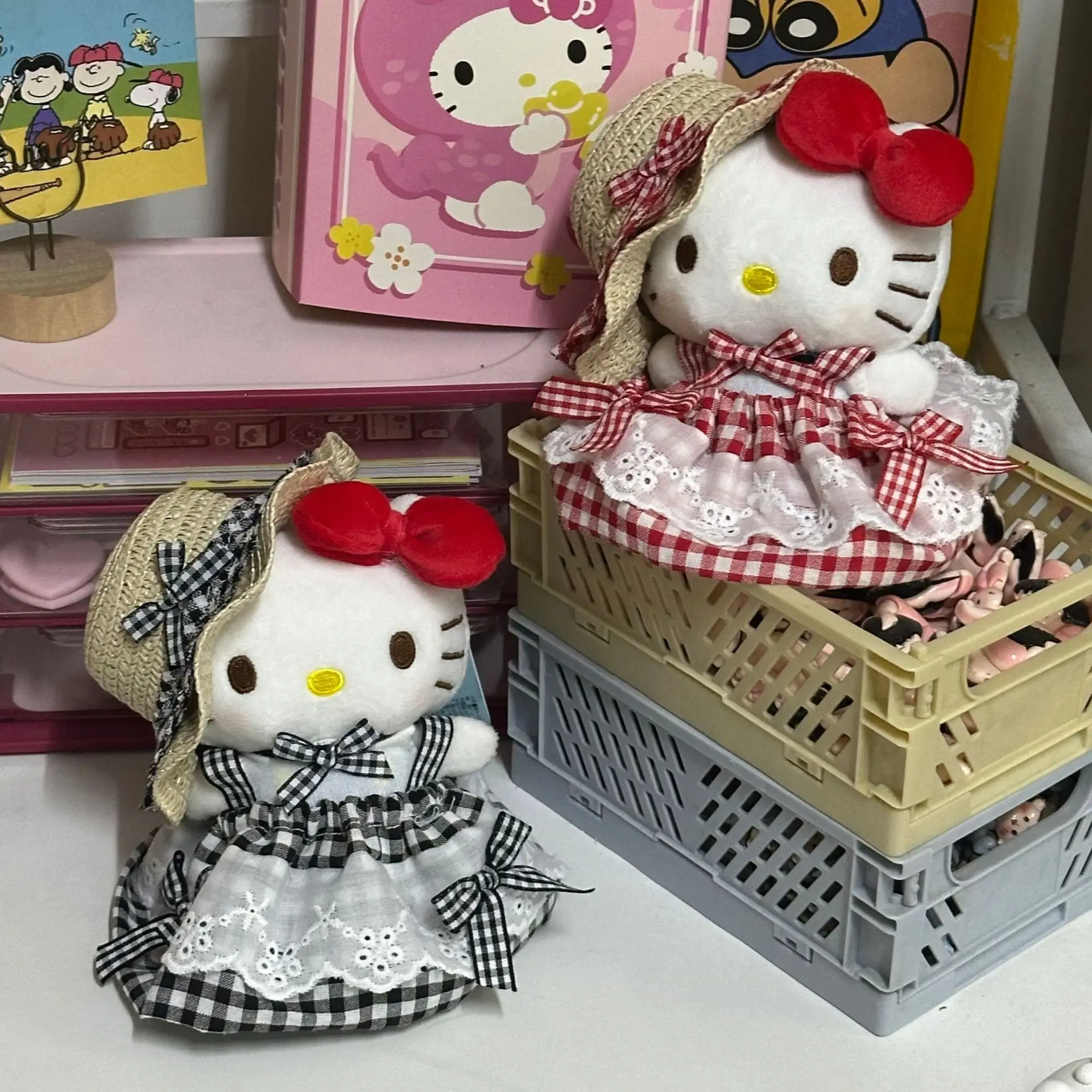 مرحبا كيتي عطلة نمط منقوشة تنورة أفخم دمية المفاتيح PP القطن شغل Kawaii حقيبة مدرسية قلادة الحلو فتاة القلب هدية