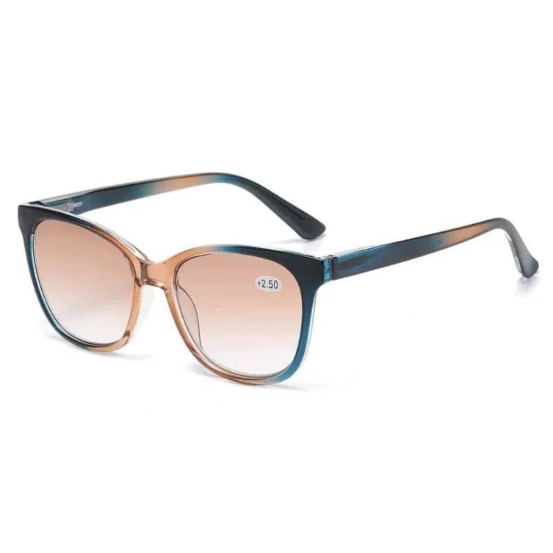 Fashionable Large-framed Gradient Color Reading Glasses Versatile Square Full Frame Blue Light Blocking Hyperopia Eyeglasses