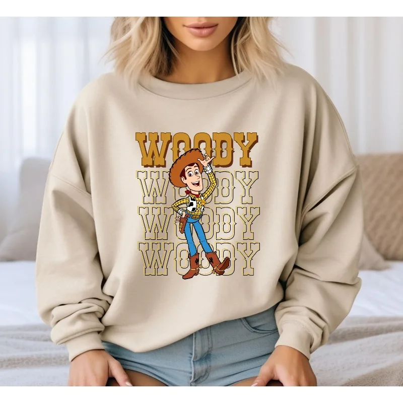 سويت شيرت Toy Story Woody Disneyland لمظهر كاجوال ومريح للجنسين من القطن بياقة دائرية لخريف وشتاء