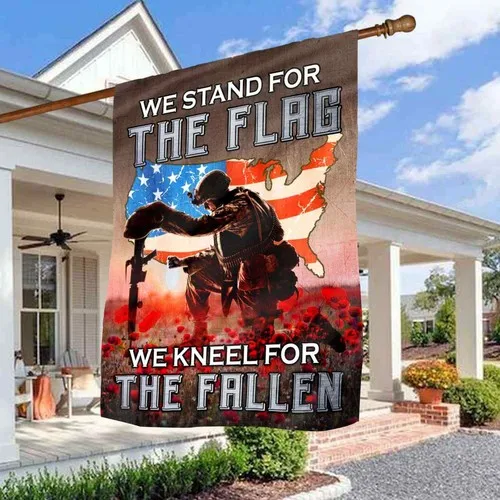 We Stand For The Flag We Kneel For The Fallen Poppy Flowers American Graden Flag XXH LLP LLX uui