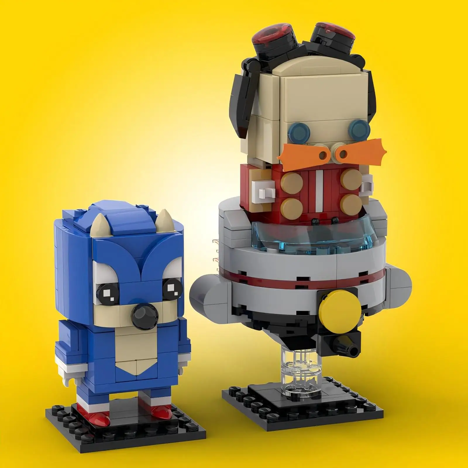 

MOC приключенческая комедия, анимационная фигурка, ежик Brickheadz Sonic and Dr. Egman, мультяшная кукла, строительный блок, модель, сделай сам, детская игрушка в подарок
