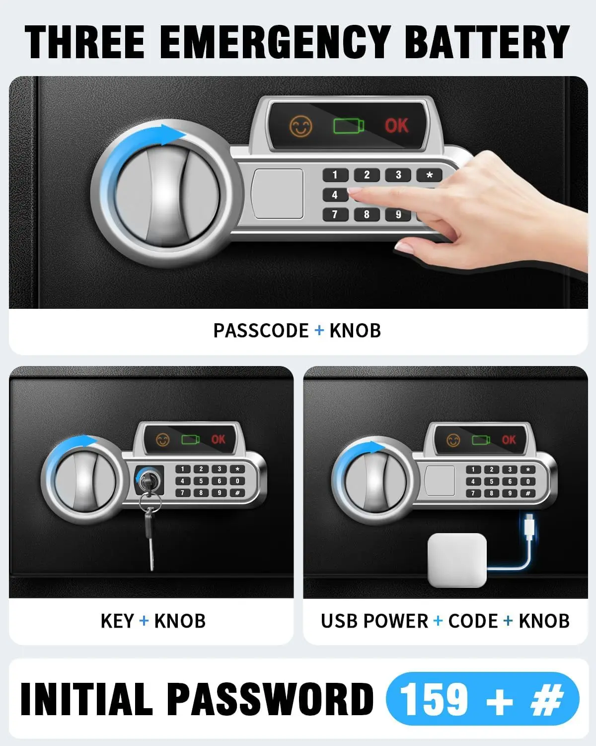 Safe Box 2.2 Cu Ft, Steel Security with Digital Electronic Keypad, Safety Lock Box, Sensor Light, Removable Shelf, Home Safe for