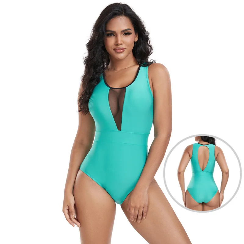 

New one-piece women's swimsuit, conservative and fresh style, patchwork swimwear, bikinibikini