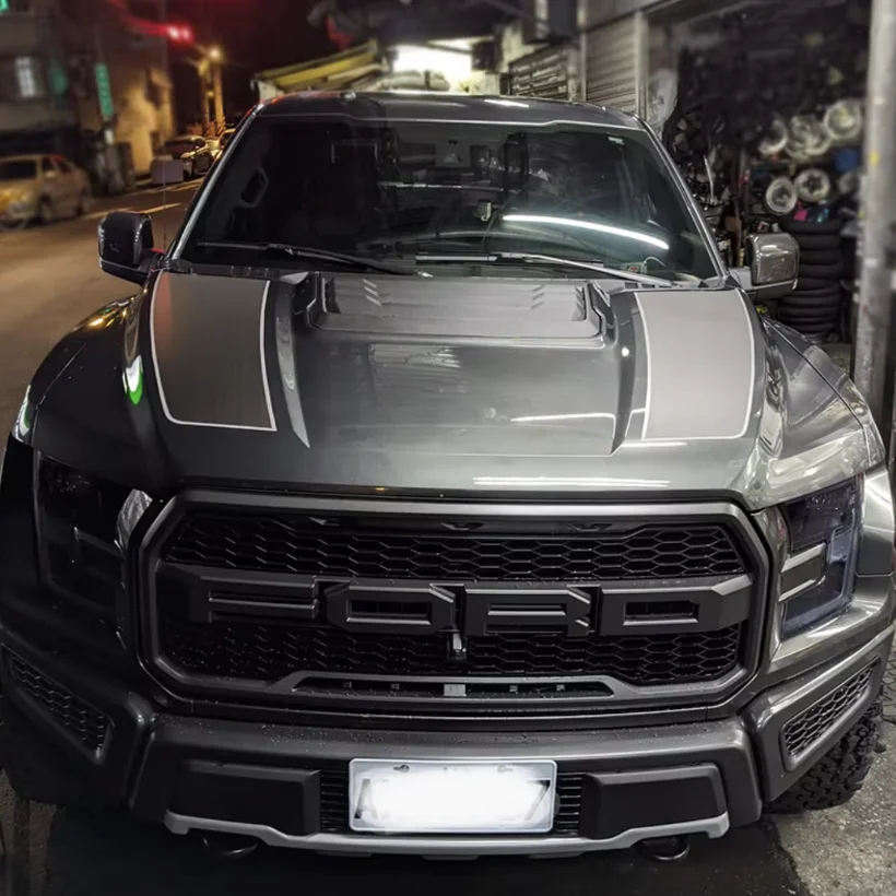 Front Head Engine Hood Bonnet Stripes Decals Graphics Sticker Vinyl Wrap for Ford F150 F-150 Raptor 2015 2016 2017 2018 2019