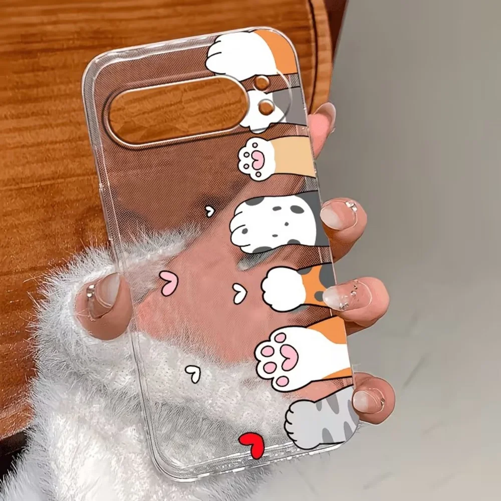 Cartoon Cat Paw Print Crystal Clear Silicone Phone Case For Google Pixel 10 9 8 7 6 Pro XL 9a 8a 7a 6a Shock-Absorbing Cover view 4