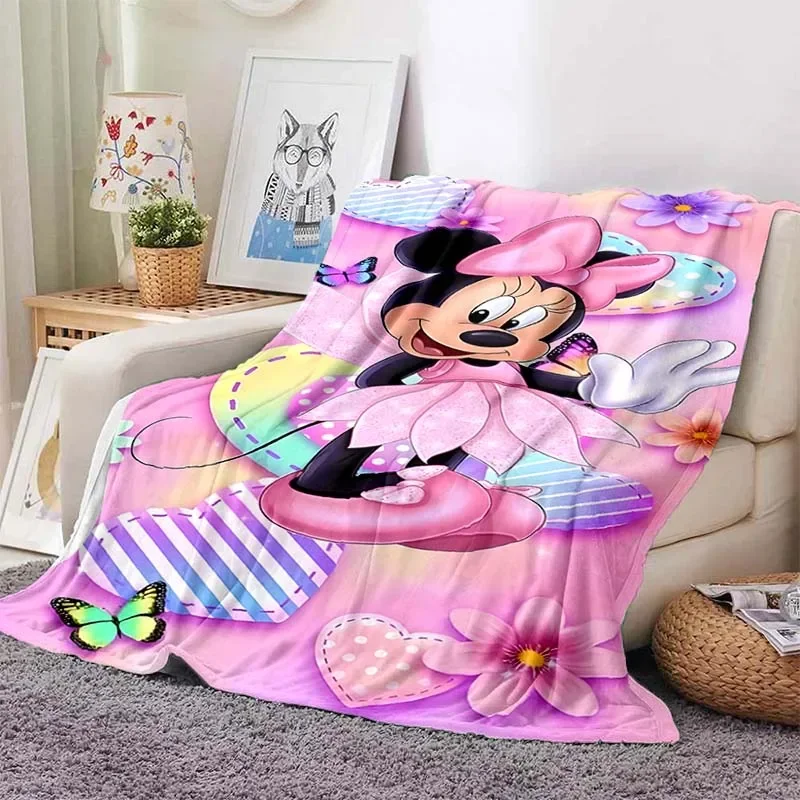 Disney Cute Minnie Custom Blanket Soft Flannel Fluffy Throw Camping Blanket for Children Sofa Throw Thin Blanket Fashion Gift