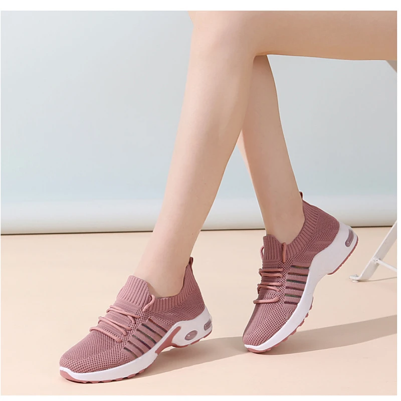 Spring 2020 New Fashion Sneakers for Woman Stretch Fabric Breathable Lace-up Comfortable Soft Bottom Tenis De Mujer Women Shoes