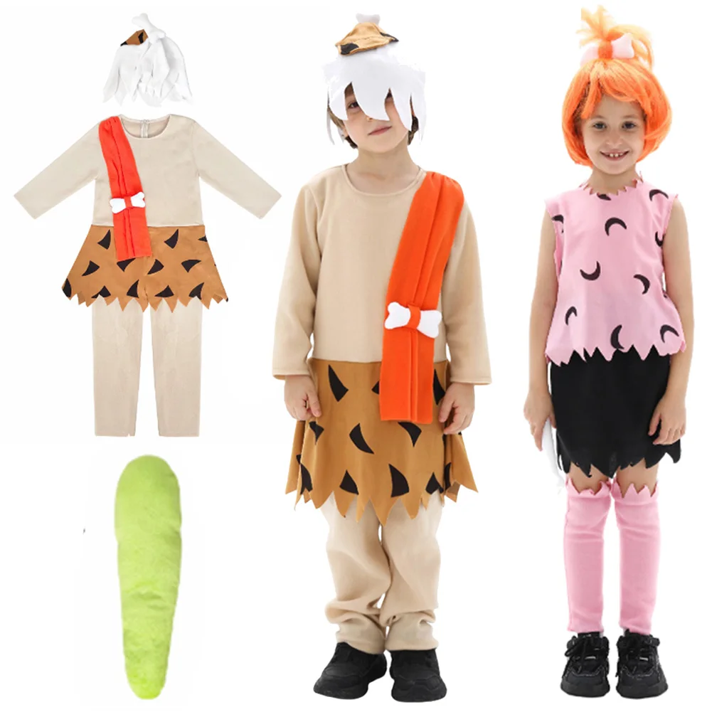 

Kids Girls Boys Halloween Savage hominid Costume Children Child Roleplay Fantasia Stage Clothing Headgear Carnival Event Suit