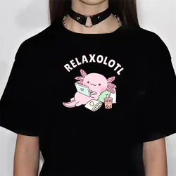 Axolotl tshirt women 2000s Classic hip hop University Psychedelic 80s t-shirt Trendy kawaii Graphic streetwear Comfortable