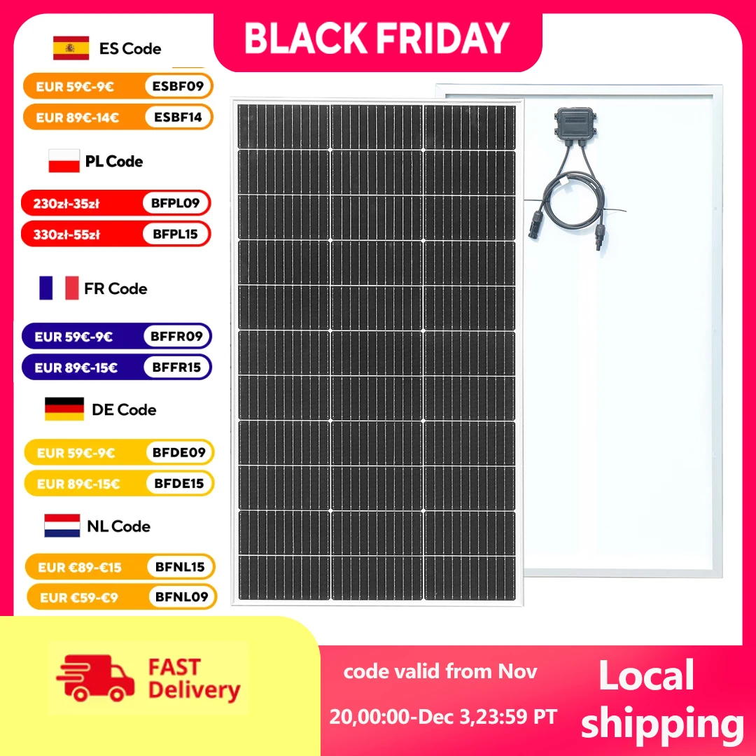 

120 Watt Solar Panel High Efficiency 18 Volt Solar Panels 120W Module PV Charge 12V for Boat Rooftop Caravan and Other Off-Grid