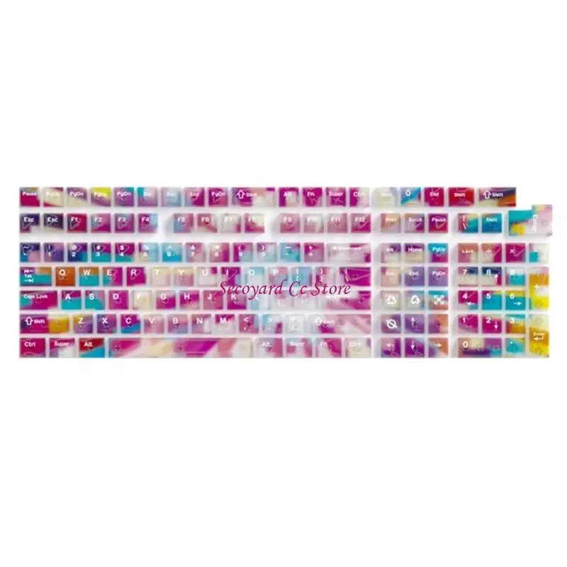 N3UC Rainbow Backlight Keycaps Collection 132 Keys Ergonomic Original Profile Design Durability For Smooth Typing