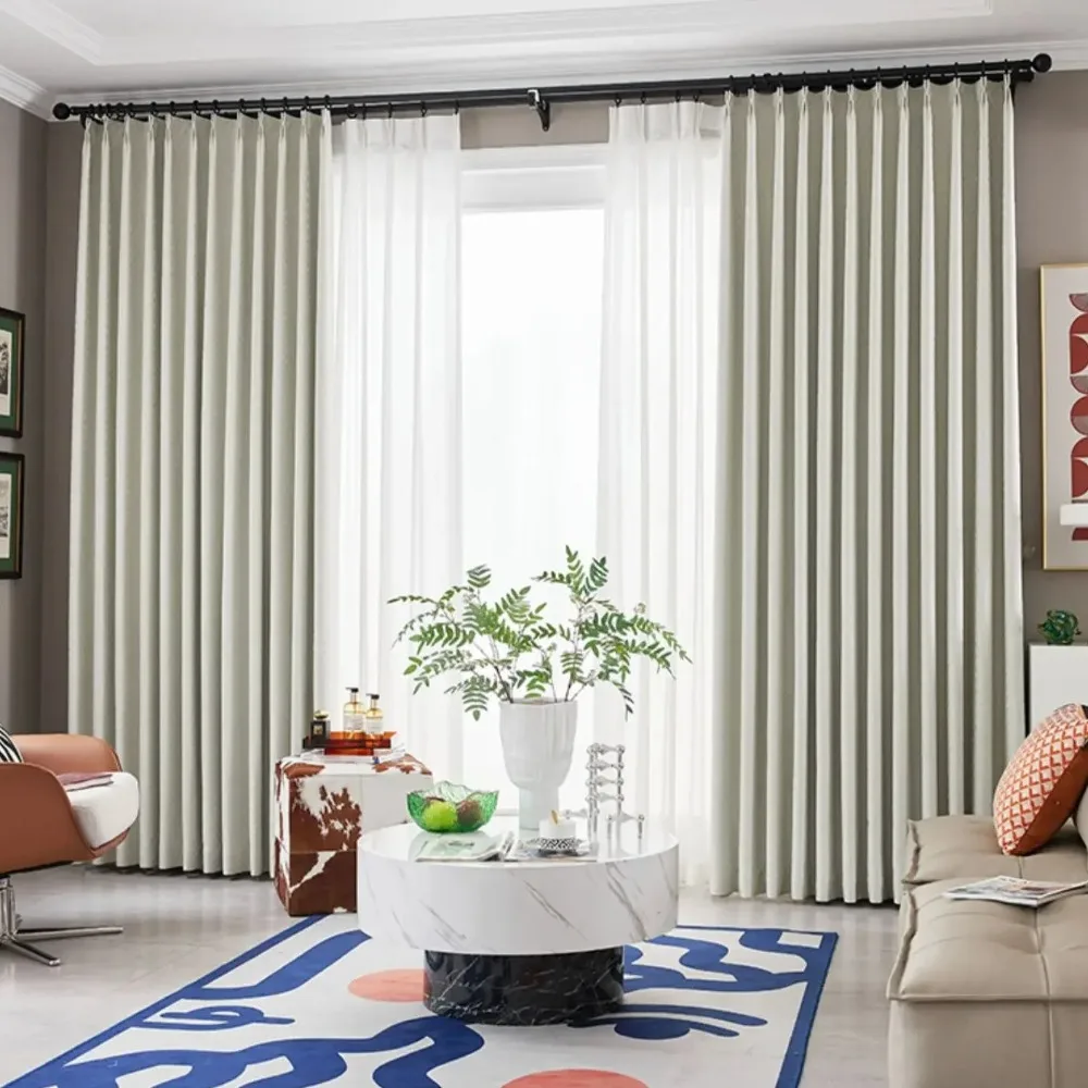 

Cream Pigeon Crinkle Jacquard Thickened Blackout Curtains for Living Room Bedroom French Window Balcony Window Customized