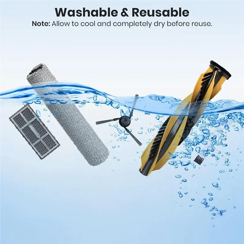 ABKR Replacement Parts Kit for Mova Z60 Ultra Roller, 1 Roller Brush 6 Side Brushes 4 Filters 2 Mop Cloths 6 Dust Bags
