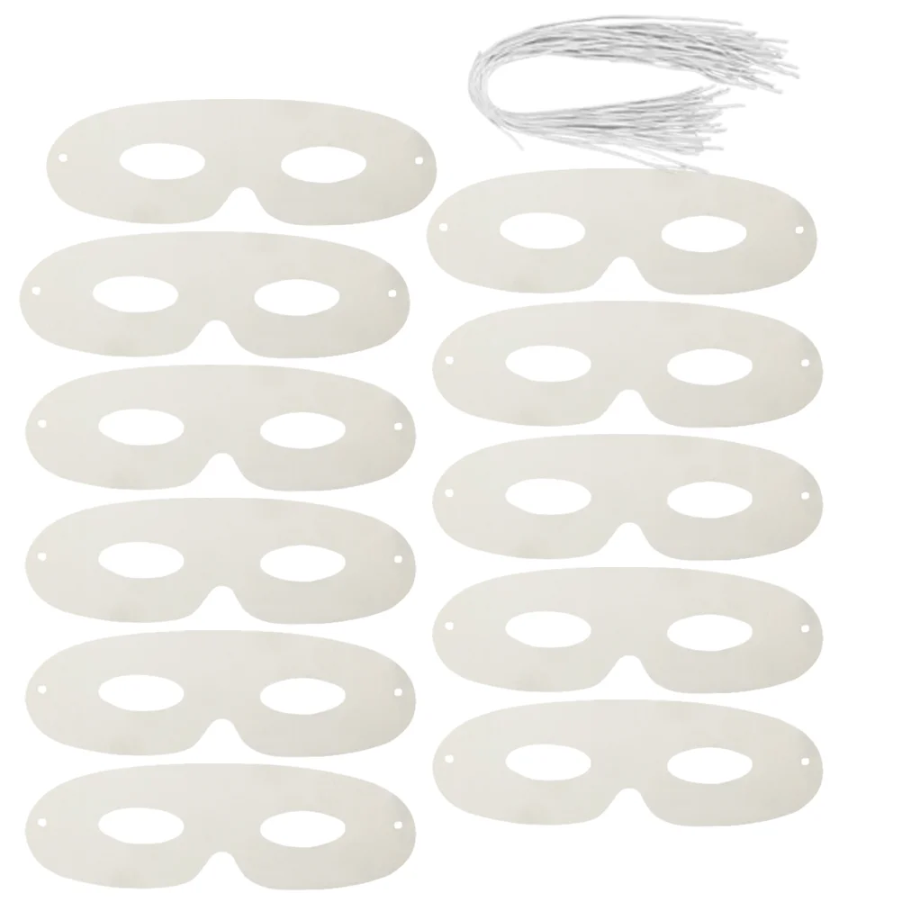 40 Sets DIY Mask Party Blank Unpainted Masquerade Masks Halloween Costume Cosplay White Paper Materials