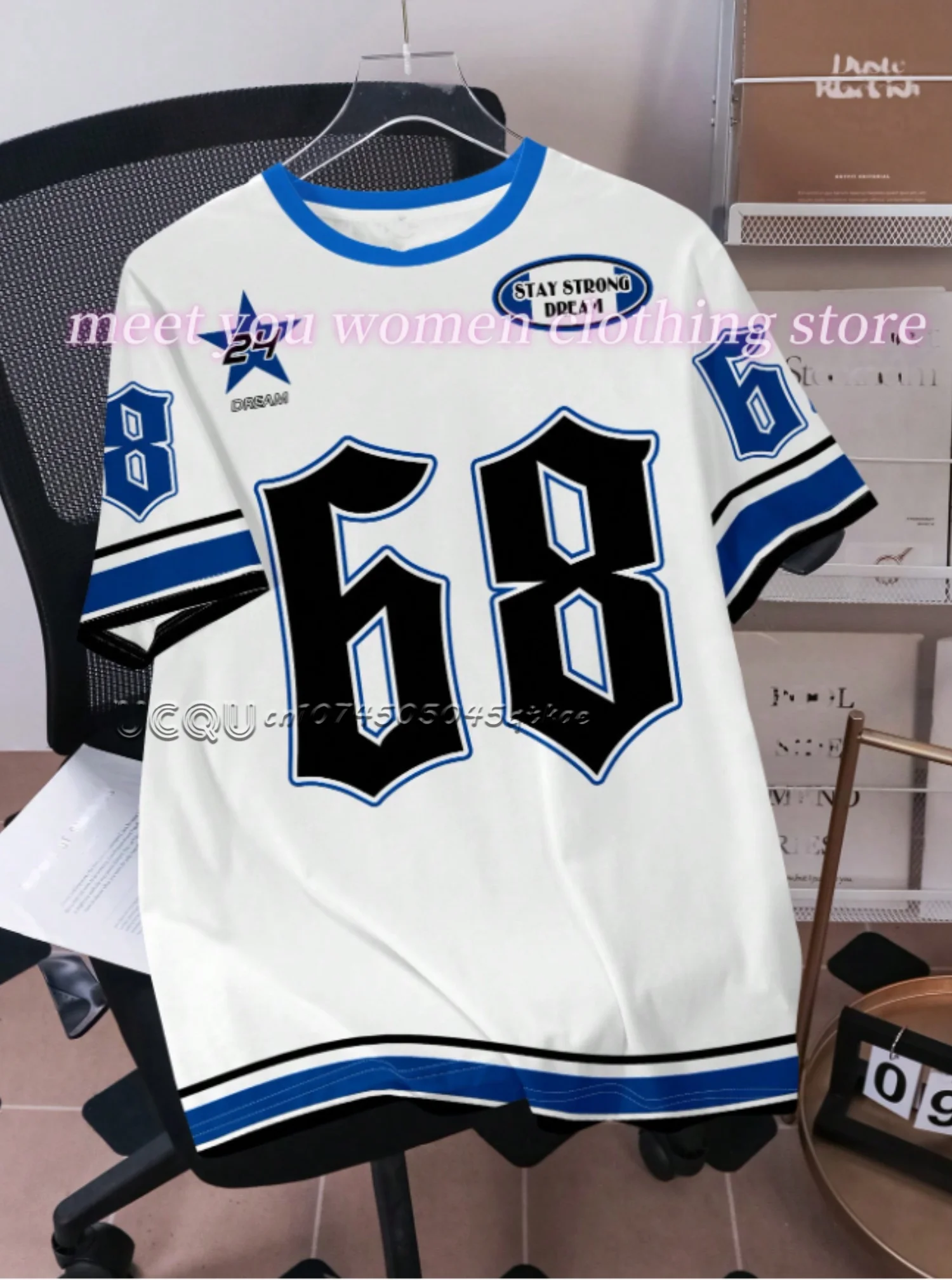 

2025 new in Women 7 colors NO.68 Print O-Neck Short Sleeve T-Shirt Summer Graphic Tee Women tops plus size Sport T-Shirt