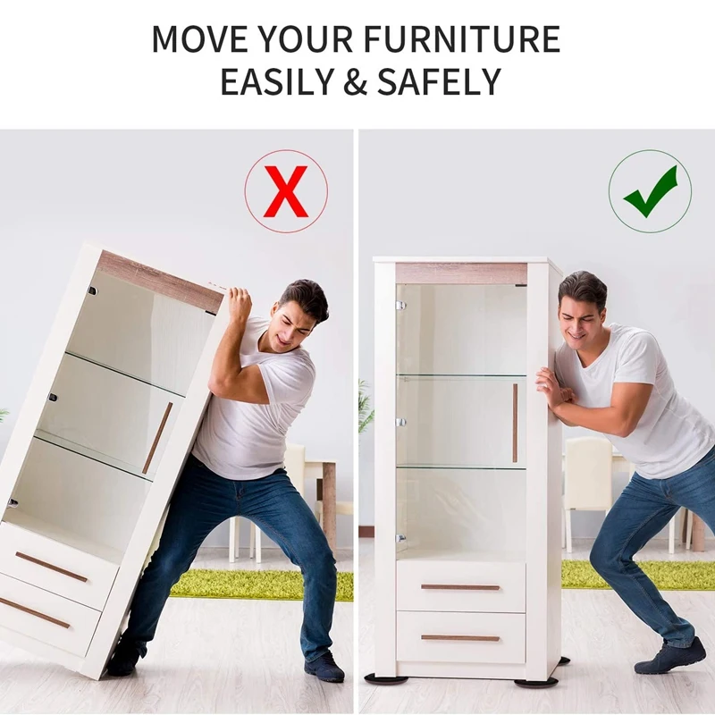 Móveis reutilizáveis Sliders e Glliders, adequado para superfícies do tapete, movendo móveis, facilmente com móveis Sliders, 3,5 polegadas, 16PCs