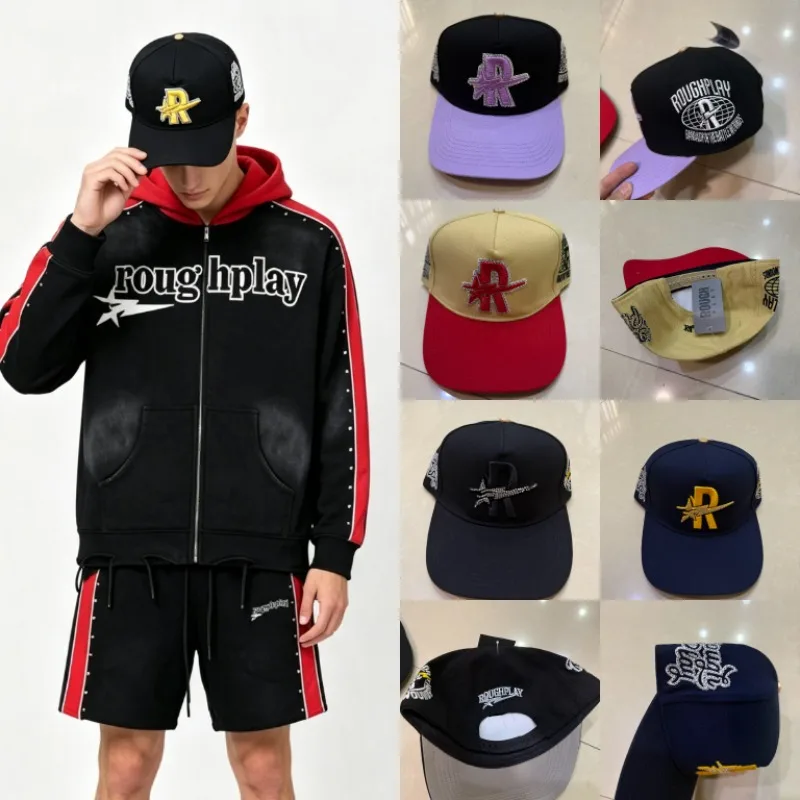 2026 New Rough Play Unisex Street Cap Structured Crown R Star Rhinestone Embroidery Side Decorative Embroidery Cap