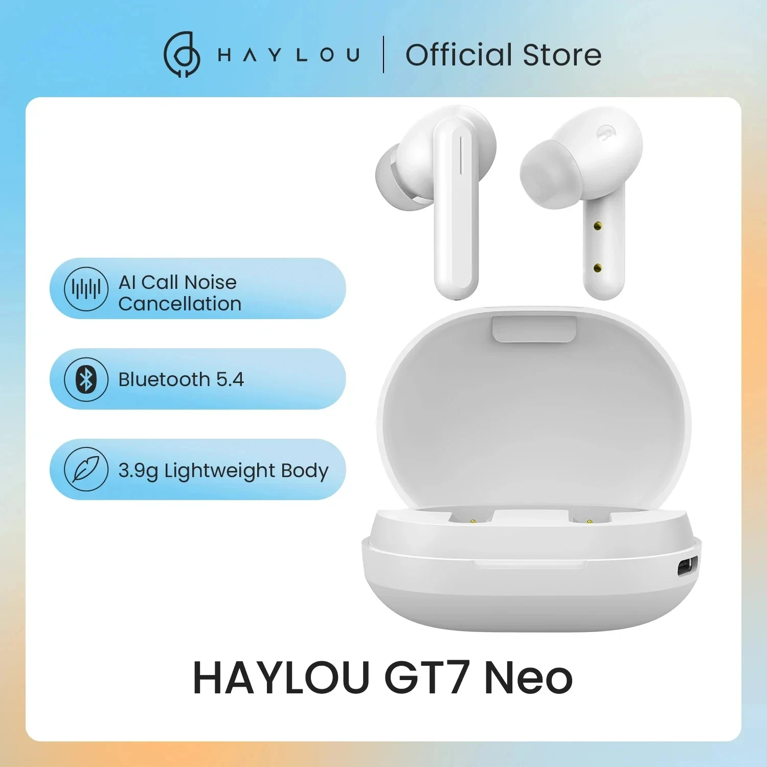 TWS HAYLOU GT7 Neo Wireless Earbuds Dual Host Mode Bluetooth 5.4 Headphones AAC Audio Decoding Smart Touch Sports Earphones 3.9g