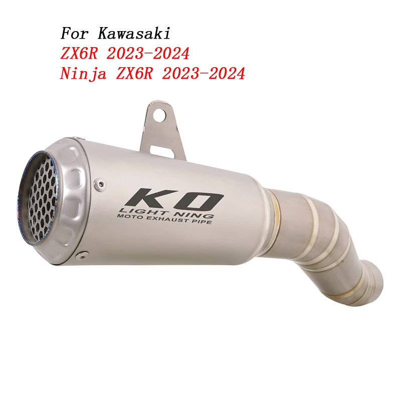Motorcycle Stainless Steel Exhaust System Mid Link Pipe Escape Muffler No DB Killer For kawasaki ZX6R Ninja ZX6R 2023-2024