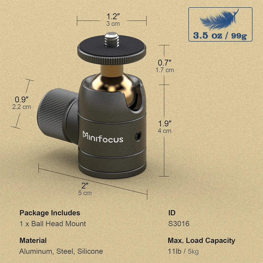 Trépied à rotule avec support à vis 1/4 360 °   Alliage d'aluminium pour appareil photo support de téléphone Speedlite trépied Selfie bâton caméras d'action