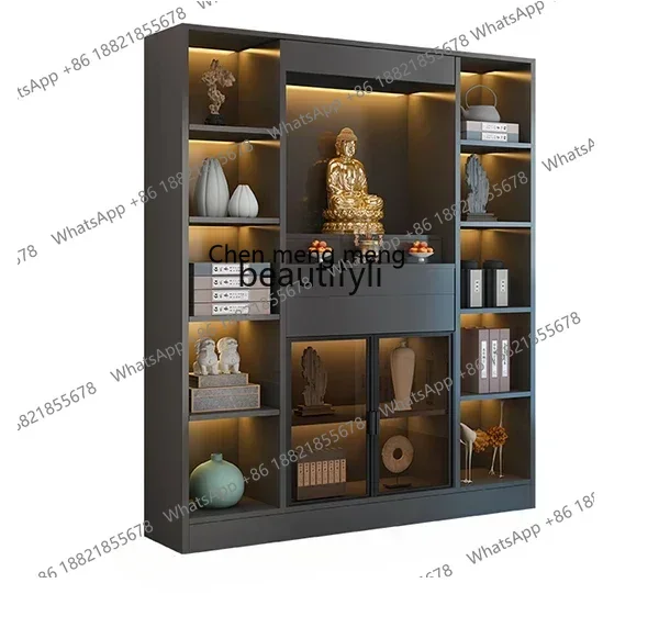 ss7486 Buddha Shrine Clothes Closet Modern Altar Buddha Shrine Household God of Wealth Cabinet Glass Door Buddha Cabinet