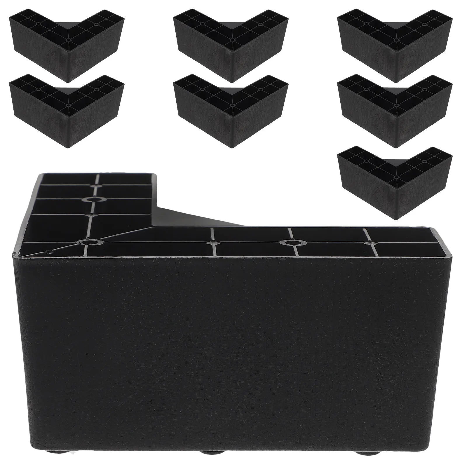8Pcs L-Shaped Plastic Furniture Legs Replacement for Sofa Bed Chair Cabinet - Moisture-Proof Height Boost Sturdy Support Easy
