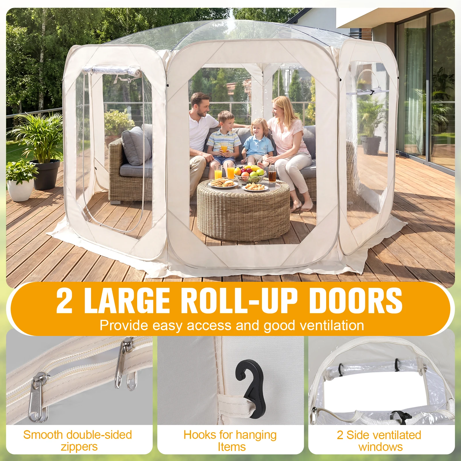 

12x7FT Outdoor Clear Tent 6-8 Person Garden Dome Bubble Tent with Rain Cover & Storage Bag for Camping Backyard Party Stargazing