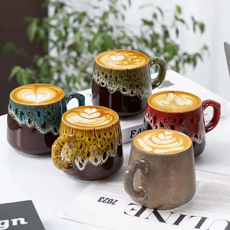 Tasse à café, tasse à eau, mug en céramique rétro créative, capacité accrue pour la maison