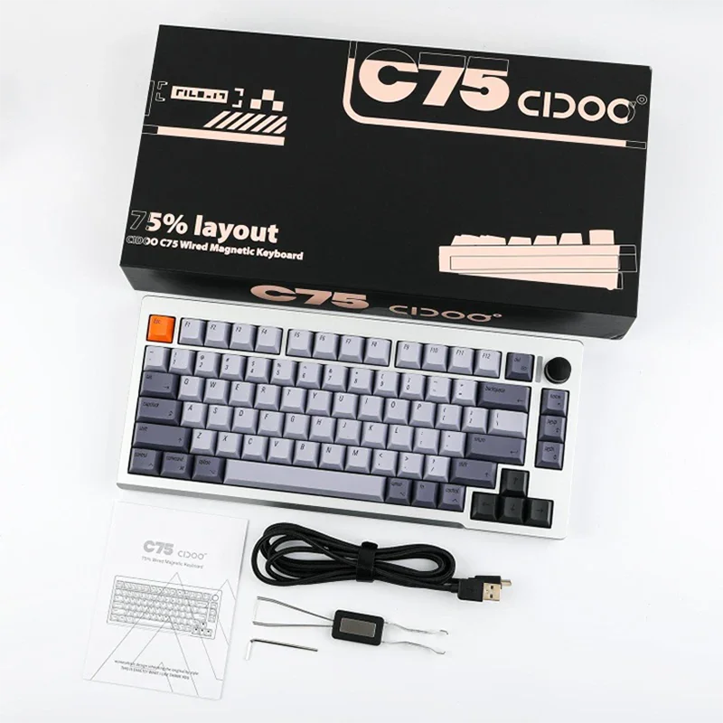 Cidoyu C75 Jiadalong Magnetic Shaft Customized Gasket Aluminum Shell Cnc Process Wired Connection Gaming Mechanical Keyboard