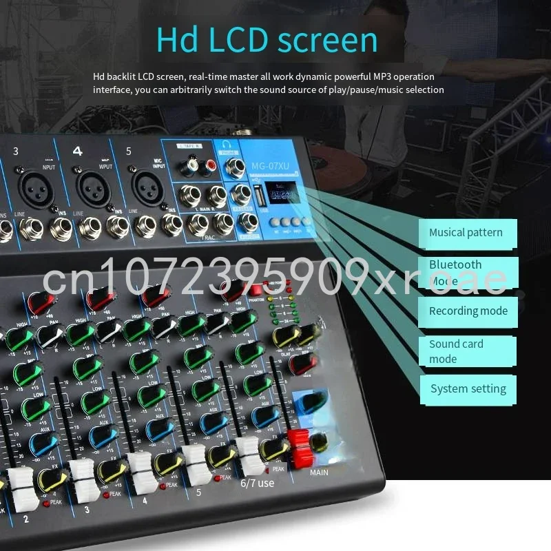 Sound Card for PC, Audio Processor, Karaoke, Bluetooth Speaker, Mixing Console, Digital Audio Mixer, 7 Channels