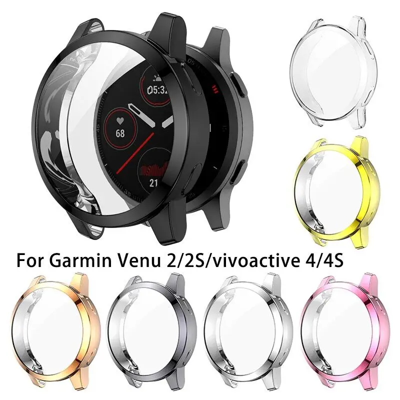 TPU Screen Protector Shell For Garmin Venu 2/2S Vivoactive 4/4S 40mm 45mm,Protective Bumper Case Frame Cover Watch Accessories