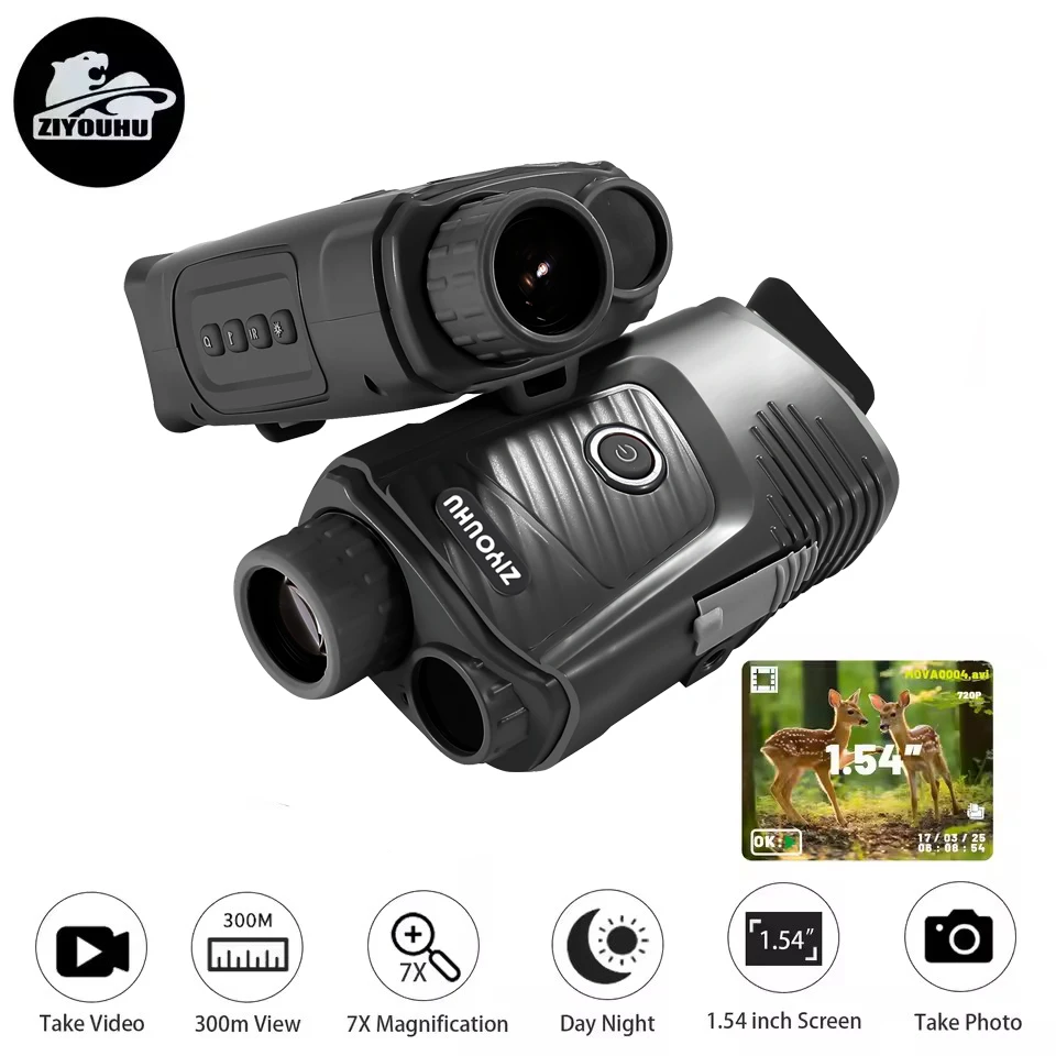 

1080P HD Pocket Electronic Monocular Digital Camcorder with 7X Zoom Day & Night Vision for Outdoor Camping Fishing Photography