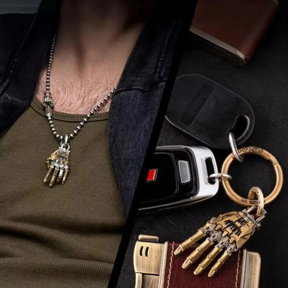 Portable Mechanical Bionic Hand Pendant Movable Finger Joints with Chain Robot Hand Charm Jewelry Jewelry Accessories