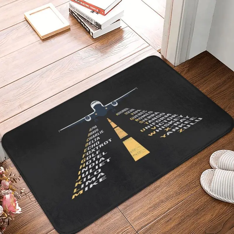 Phonetic Alphabet Pilot Cadet Airplane Art Doormat Entrance Bath Kitchen Floor Door Mat Aviation Plane Garage Rug Carpet Footpad