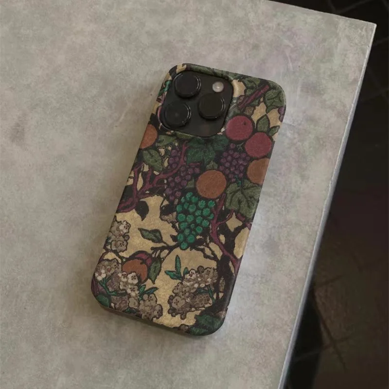 خمر الفاكهة نمط الرجعية النباتية والفاكهة تصميم جراب هاتف آيفون 17 16 15 14 11 12 13 برو ماكس الهواء زائد الغطاء الخلفي