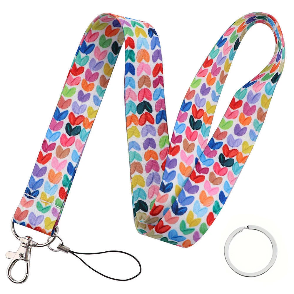 Colorful Cute Heart Neck Teacher Lanyard for Keys Keychain Badge Holder ID Credit Card Pass Key Ring Neck Straps Nurse Gift