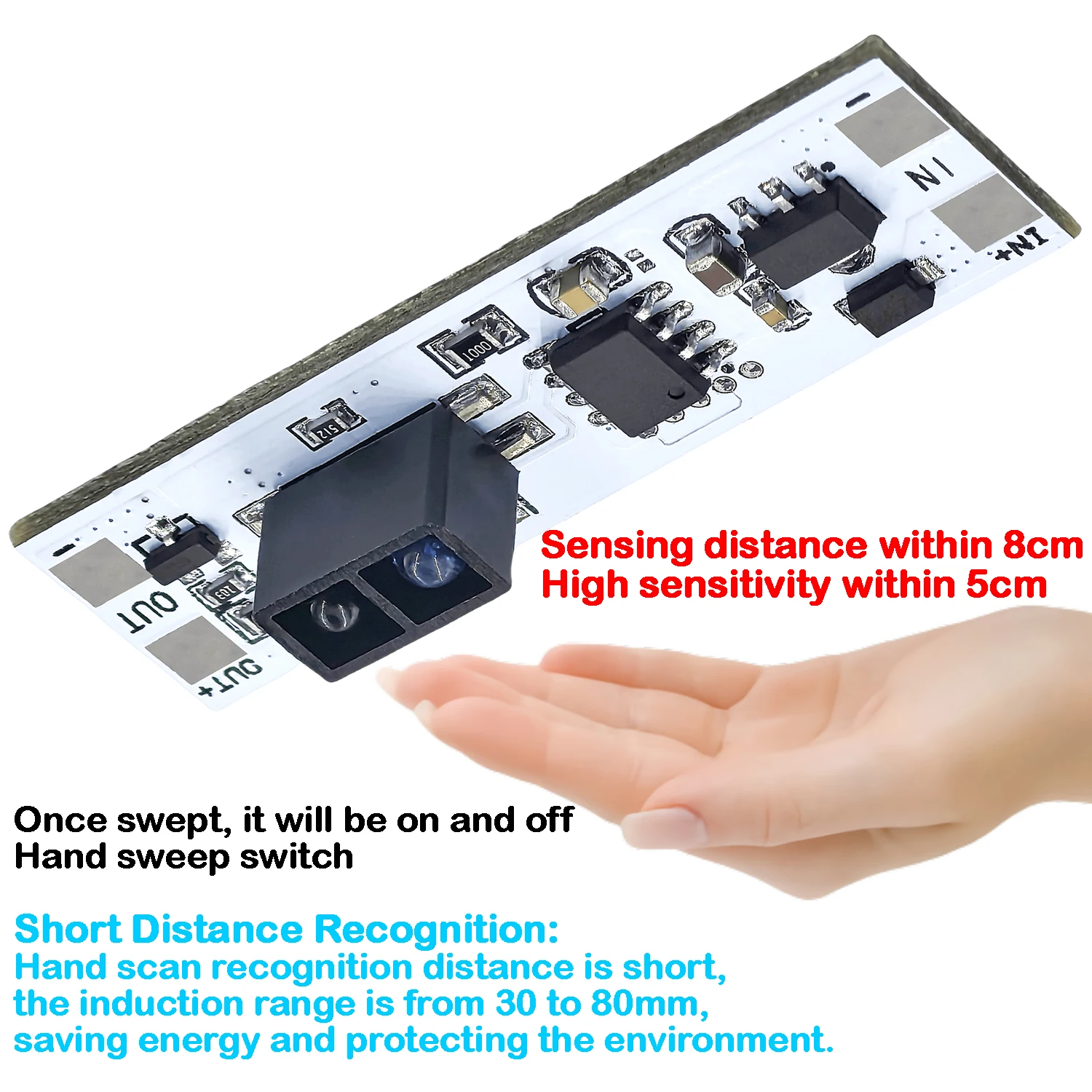 Sensor de mano de barrido de escaneo de corta distancia, Sensor de movimiento PIR, Interruptor táctil, módulo capacitivo V2.0 5V-24V 3A, lámparas de