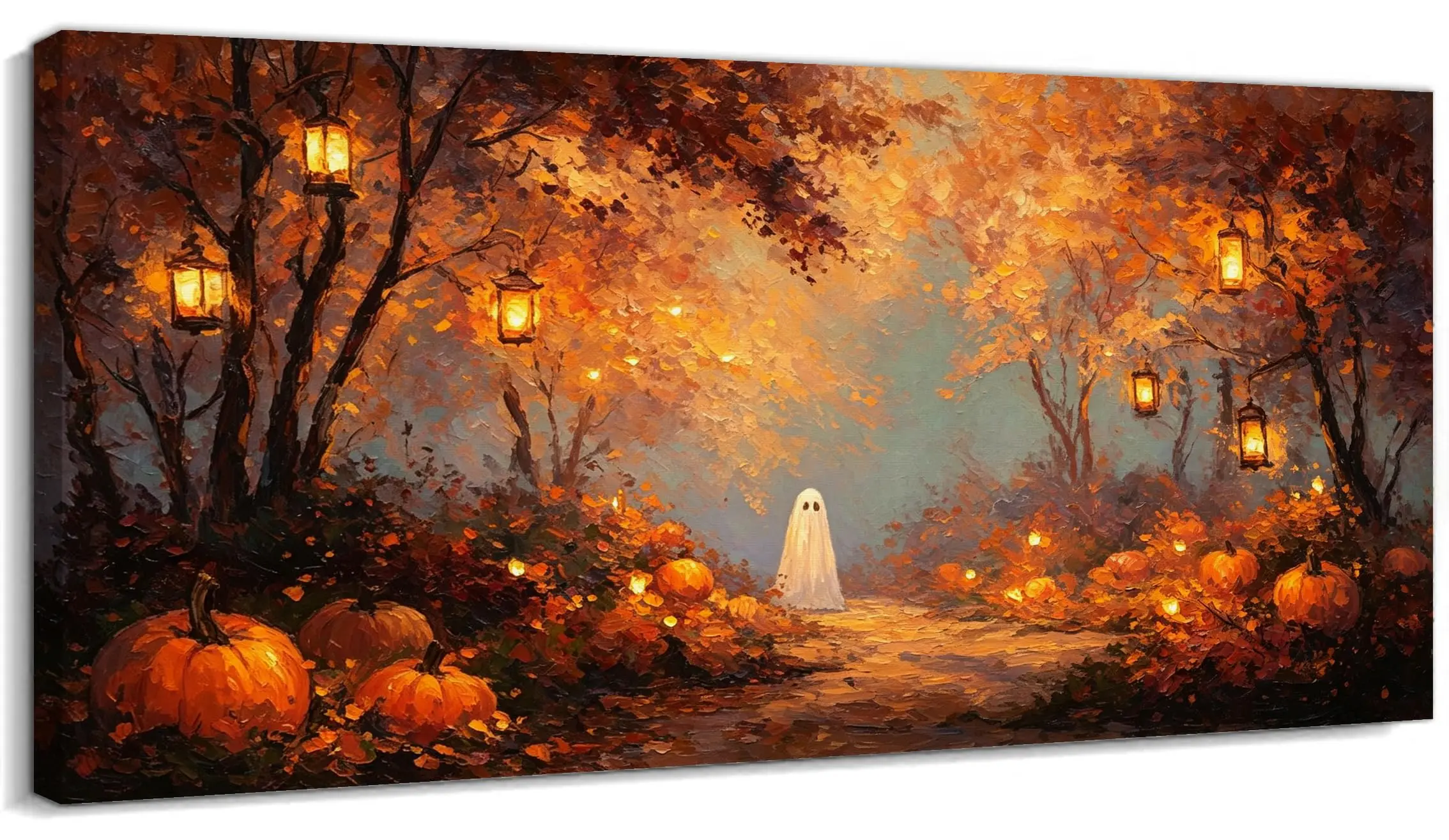 Fall Halloween Wall Art Ghost ing Lanterns Autumn Forest Halloween Ghost Pictures Wall Decor Modern Gothic Gallery Wrapped