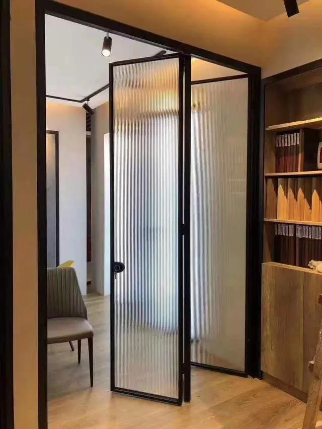 Space Saving Folding Door Exquisite Narrow Frame Design Easy To Install Foldable Doors Sound Insulation Indoor Bifold Doors