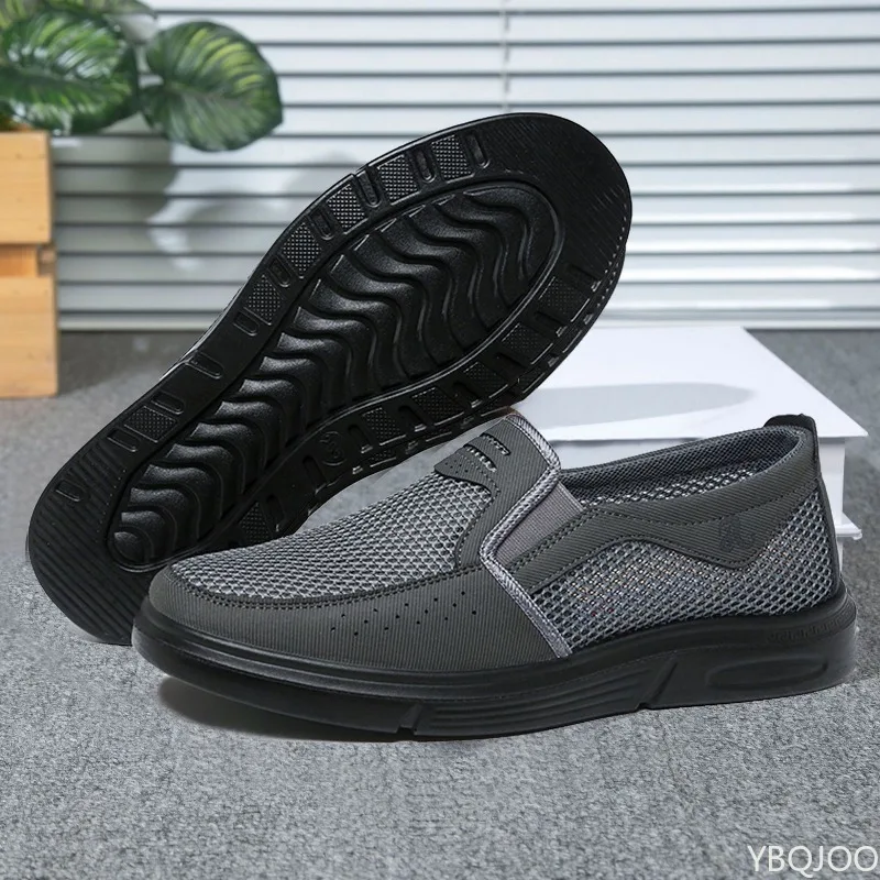 

Мужские весенне-летние сетчатые повседневные дышащие туфли с низким вырезом и круглым носком, однотонные, простые, удобные, легкие мужские туфли
