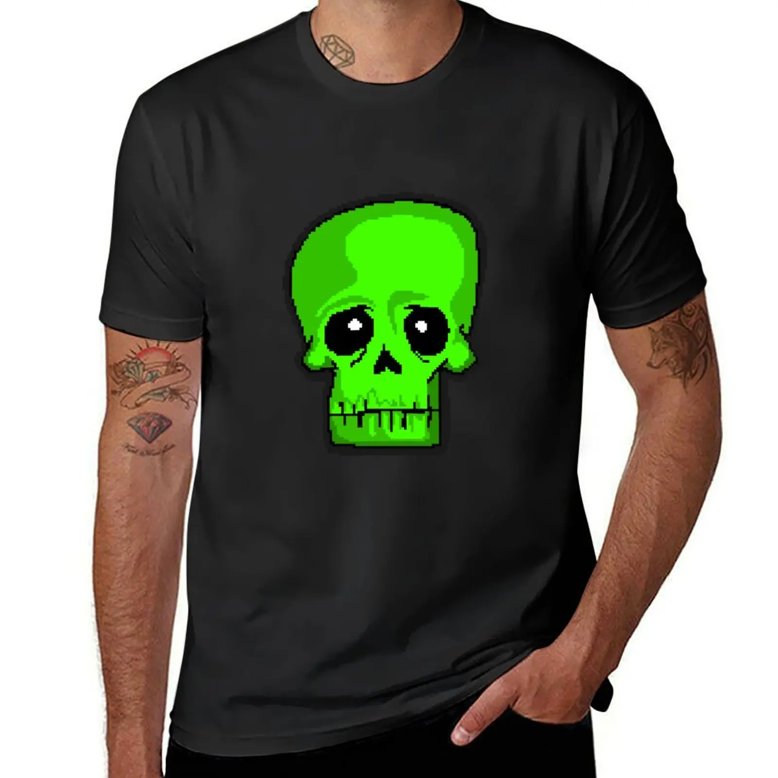 

Skeleton Skull Pixel Punk T-Shirt sublime cute tops tops summer top designer t shirt men