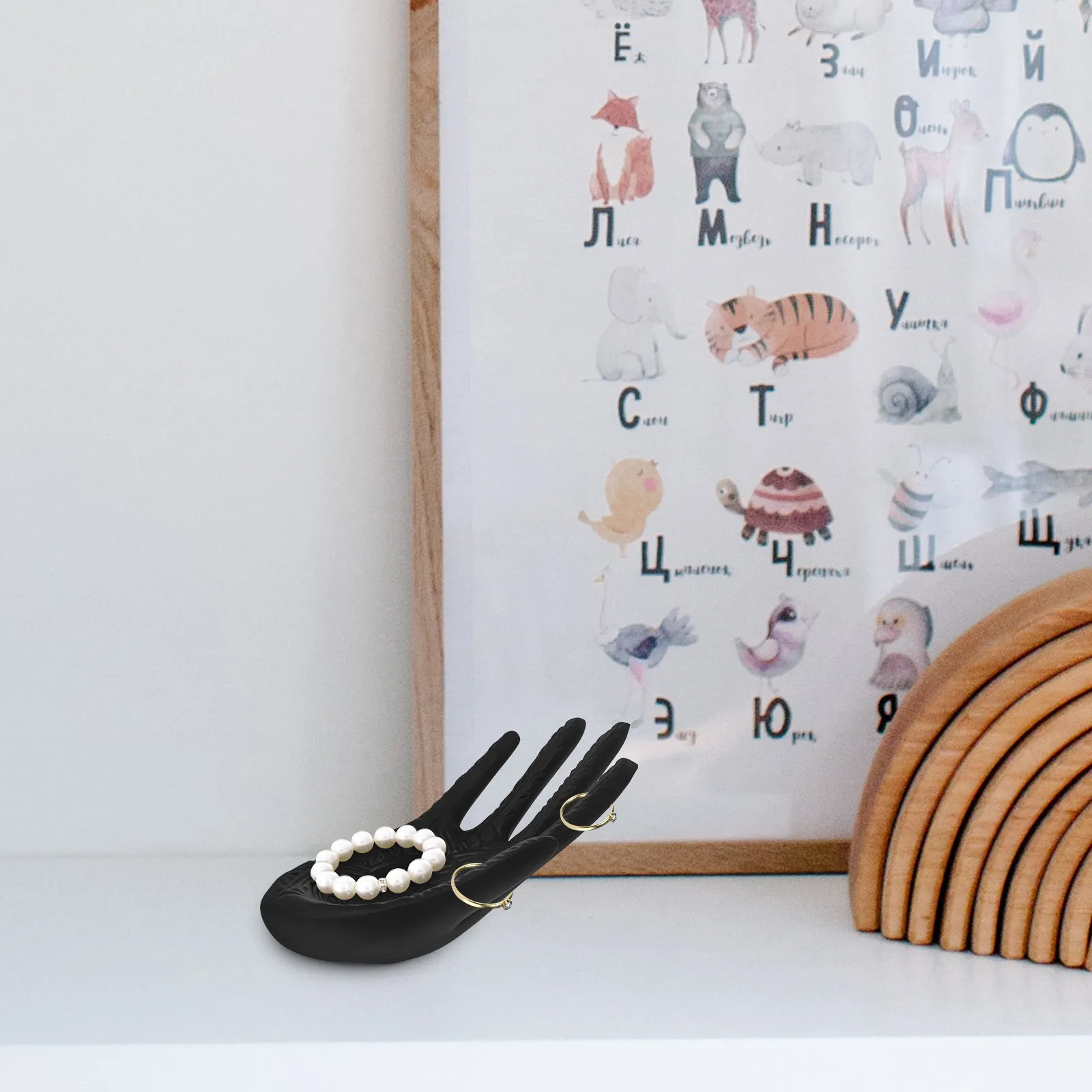 

Hand Shaped Jewelry Display Stand Resin Ring Holder Earring Plate Bracelet Rack Necklace Display Tray Tabletop Organizer Gift