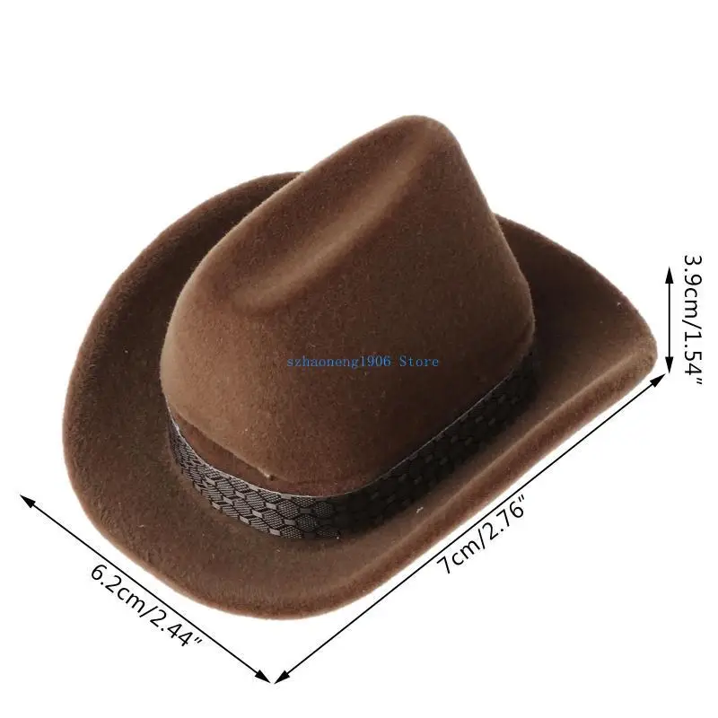 85LF عرض المجوهرات لتخزين حافظة المجوهرات، صندوق خواتم على شكل قبعة رعاة البقر الإبداعية